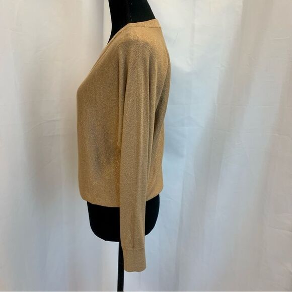 I.n.c. International concepts Metallic glitter gold Long sleeve crewneck sweater - Picture 4 of 10